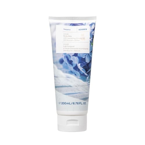 KORRES LILAC Bodymilk mit pflegendem Mandelöl, pflegende Hautcreme mit blumigen Fliederduft, für 24h Pflege+Geschmeidigkeit, vegan, silikon- und parabenfrei, 200 ml