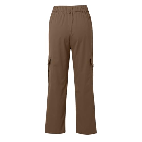eoeioa Baggy Womens Cargo Pants Y2k Waterproof Button Elastic High Waisted Hiking Pants Wide Leg Pant with Pockets3