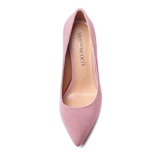 MODENCOCO Womens Wedding Sexy Pointed Toe Slip On Suede Party Stiletto High Heel Pumps Dress Shoes 4 Inch3