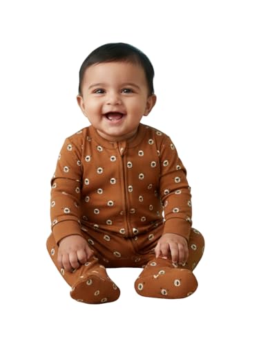 Image of The Mom Store Baby Zipper Romper For Boys And Girls | Cotton | Soft And Comfortable Infant Bodysuit | Trendy Stylish Sleepsuit Nightsuit For Newborn Baby | Printed | Unisex Sleep Wear