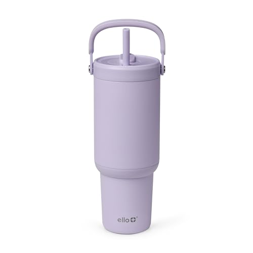 Image of Ello Oasis Go+ 32oz Tumbler with Top Handle and Retracting Straw | Reusable Insulated Stainless Steel Cup, 100% Leakproof Water Bottle, 24 Hours Cold, Cup Holder Friendly For Travel | Orchid