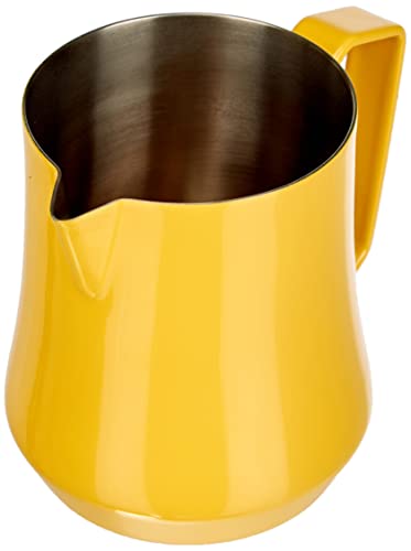 Motta 4250 - Bricco per latte Tulip, in acciaio inox rivestito in giallo, 500 ml, 12,5 x 7 x 10,5 cm