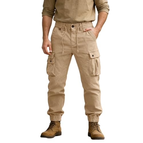 Pantalones cargo para hombre con varios bolsillos y corte recto cómodo