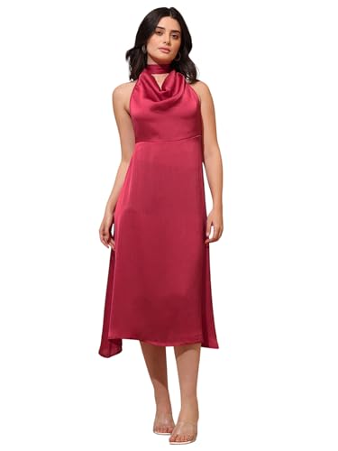Purvaja Womens Fit & Flared Satin Dress (Floe-132-Xl_Red)