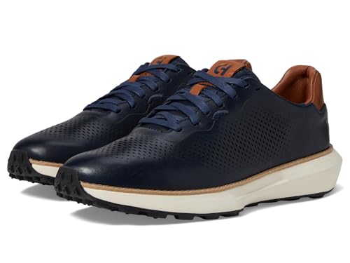 Image of Cole Haan Mens Grandpro Ashland Laser Perf Sneaker, Navy Blazer/British Tan/Ivory, 10.5-M US