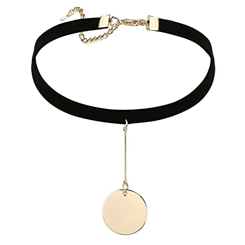 Stfery Collier Halloween, Colier Ra de Cou Ras de Cou Gothique Accessoire Velours Acier Inoxydable Or Noir Cercle 32+8.3CM