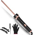 Fer à friser 3/8 po, baguette à friser de 9 mm pour des boucles en spirale serrées | Fer à friser mini en céramique avec double tension, gant résistant à la chaleur et température réglable, parfait pour les cheveux courts et longs et les voyages