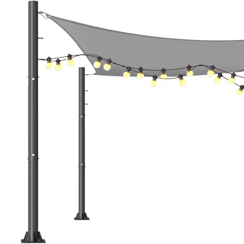 Sun Shade Sail Poles Set of 2-10ft Outdoor Removable Sunshade Support Post Heavy Duty Canopy Awning Shade Cloth Metal Pole Posts Kit for Outside Patio Backyard Garden Playground - Thickness 1.5mm