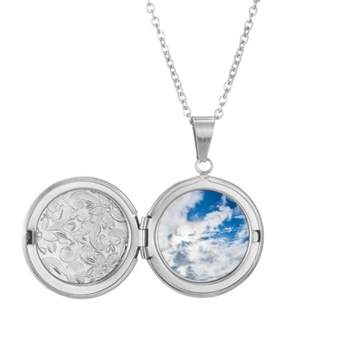Collier médaillon bleu Dakr à motif nuages pour l'été