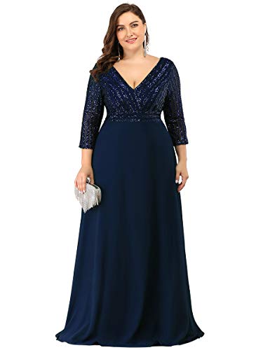 Ever-pretty women's plus size long v-neck bridesmaid dresses chif…