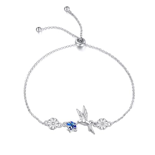 YAFEINI Hummingbird/Dragonfly Bracelet Sterling Silver Animal Link Chain Bracelets Hummingbird Jewelry Gifts for Women Girls