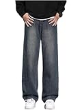 Oanviso Jean Homme Style Hip Hop Pantalon en Denim Extensible Vintage Streetwear Jeans Loisirs Slim Fit Pants Trekking Cargo Pantalons pour Printemps B Rétro Bleu XL