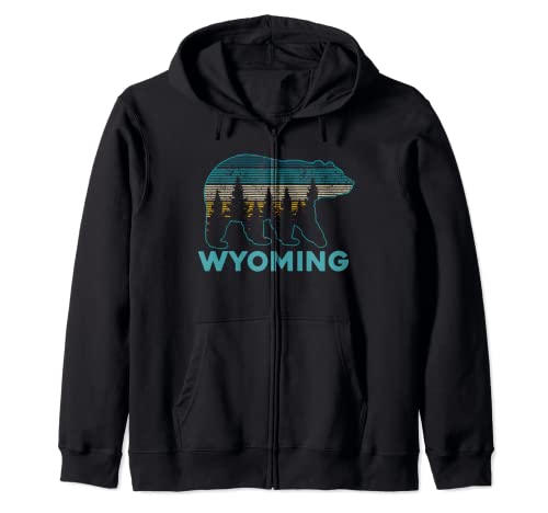 Wyoming Vintage Grizzly Bear Naturaleza Senderismo Sudadera con Capucha