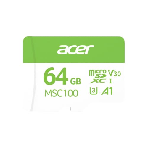 Image of Acer MSC100 MicroSD Card 64GB UHS-I U3 V30 A1, Up to 100MB /s Read Speed, 4K Video Recording, Compatible with Smartphones Cameras Tablets Drones | 5-Year Limited Warranty