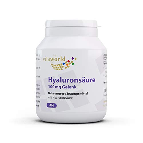 Acide hyaluronique 100mg Vita World lot de 3 boîtes de 100 capsules pour cure de 3 mois