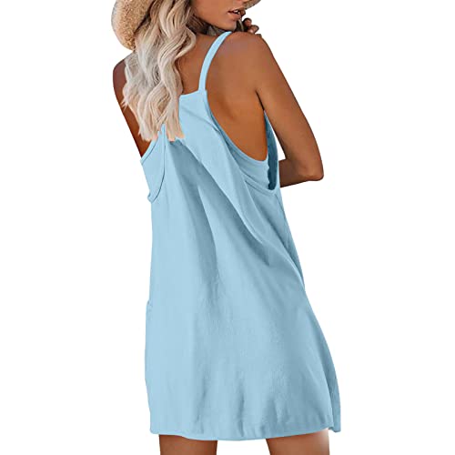 Womens Tennis Dress, Workout Dress With Built In Shorts Adjustable Straps Workout Dress With Pockets Spaghetti Straps Golf Dresses Summer Sleeveless Athletic Dress 2-In-1 Exercise Dress #TOP2