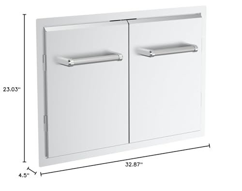 Image of SPIRE 33 inch Built-in Double Access Door, Stainless Steel, Heavy-Duty Handles, Universal Mount, Perfect for Outdoor Kitchens & Islands, BBQ, Outdoor Grilling, Backyards, 780-0018B