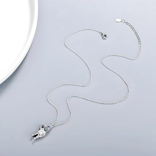 Collier planète astronaute en argent 925 style littéraire - 3