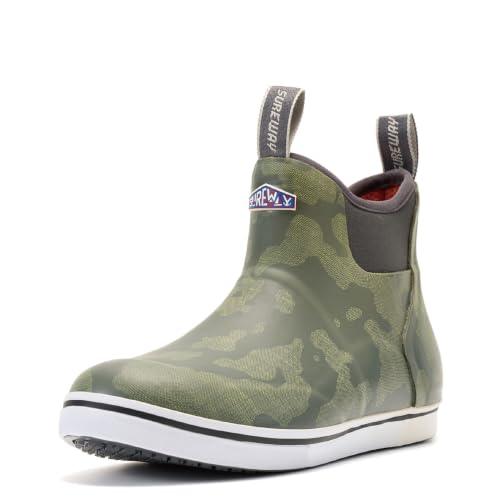 Image of SUREWAY Men's Deck Boots Professional Non-Slip Fishing & Ankle Boating Boot Waterproof Rain Boots, Lightweight Neoprene Rubber Deck Boots
