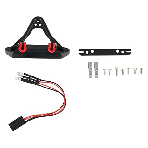 Exogio Metal Front Bumper with Lights for Axial SCX24 JLU AXI00002 Deadbolt 90081 1/24 RC Crawler Car Upgrade Parts Accessories Tip Cover