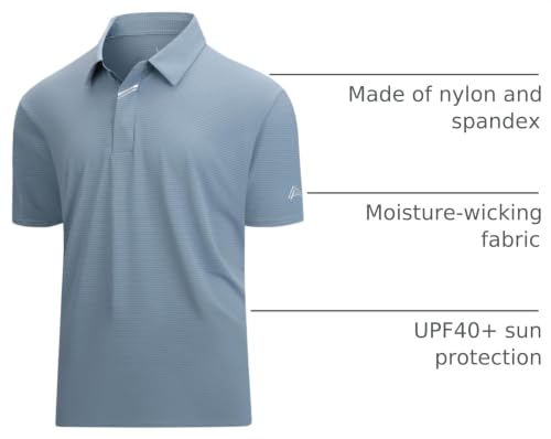 Image of Damipow Premium Golf Shirts for Men Dry Fit Performance Polo Short Sleeve Collared Shirt