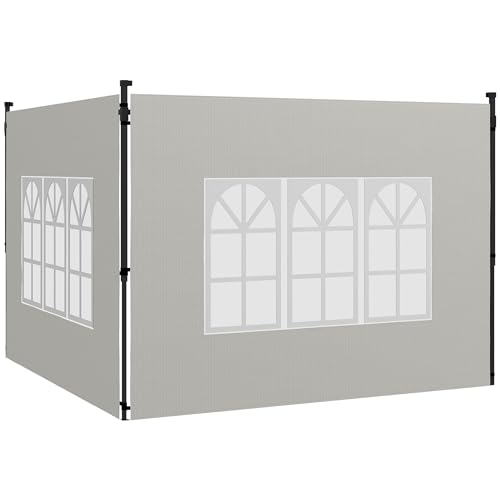 Outsunny 2er Set Seitenwände für Pavillon 3x3 3x6 Wasserdicht Seitenteile mit Fenster Winterfest Seitenwände für Pavillon Partyzelt Gartenzelt, Weiß