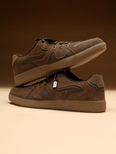 Image of The Souled Store Urban Blaze Legacy: Belgian Chocolate Men Low Top Sneakers - Premium Suede & PU Leather Casual Shoes | Lightweight Streetwear Sneakers for Men