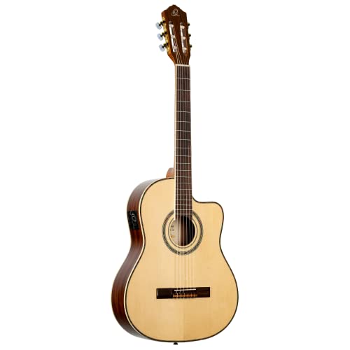 Ortega RCE145NT Thinline – Guitare Classique 4/4 - Les Beatles, Paul McCartney, John Lennon, RIngo Starr, George Harrison Ortega RCE145NT Thinline - Guitare Classique 4/4