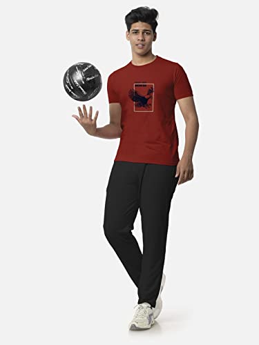 Image of BULLMER Black Trendy Typographic Printed Round Neck Half Sleeve Tshirt for Men