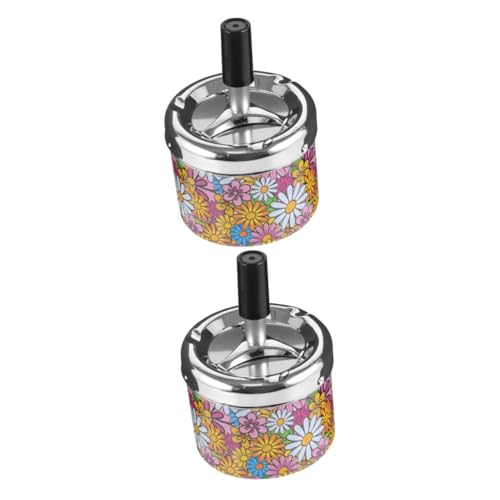 Gatuida 2pcs Home Ashtray Windproof Outdoor Metal Retro for Smoker Garden Patio