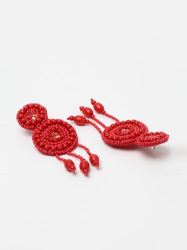 Juego de joyas hechas a mano rojas de latón estilo artesanal S 6