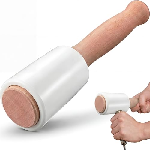 Precision 15oz Wood Carving Mallet for Woodworking, Ergonomic Wooden Handle Reduces Hand Fatigue, Non-Marring Urethane Head, Wood Chisel Hammer for Carving Joinery Tools(White)