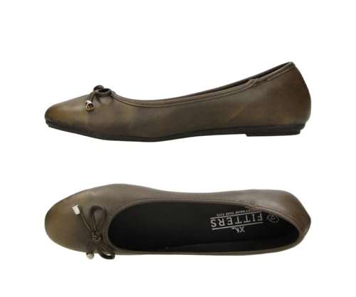 Fitters Yvi Ballerines grandes tailles pour femme Ballerines YVI Taille EU 42 43 44 45, Marron brossé, 43 EU