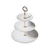 IUokLU Vintage Obstteller Keramik Kuchen Obstständer Süßigkeiten Dessertteller Kaffeetisch Dekoration Nachmittagstee Geschirr Keks Snack Buffet Halter,3-stufig