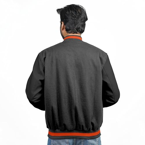 Image of Men's Fashion Varsity Jacket Causal Slim Fit Wool Letterman Baseball Bomber Jackets