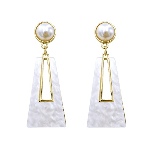 Black White Earrings for Women Sparkly Geometric Dangle Drop Statement Jewelry