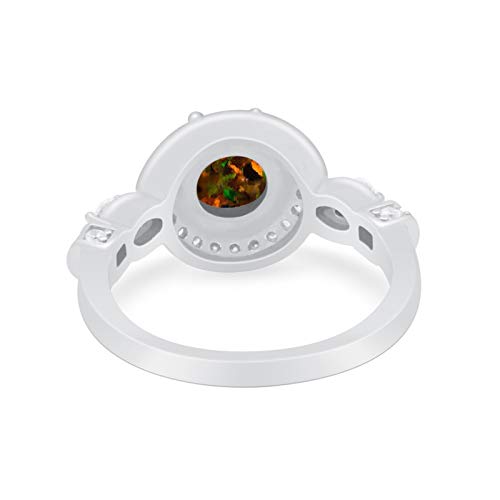 Blue Apple Co. Vintage Style Round Art Deco Wedding Engagement Ring Round Cubic Zirconia Halo 925 Sterling Silver4