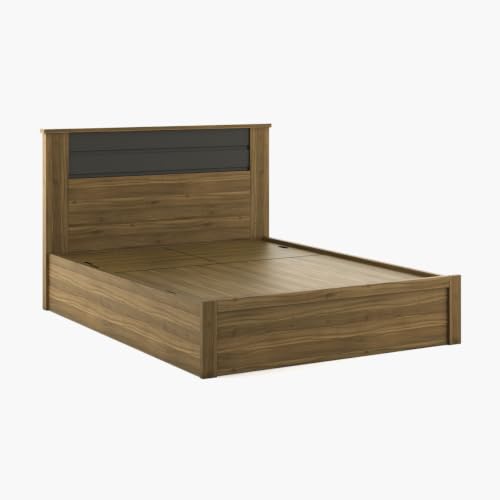 Image of Home Centre | Quadro Cosco King Size Bed with Hydraulic Storage | Engineered Wood | Brown | 1 Year Warranty