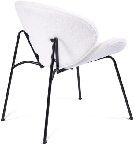 Modern Velvet Accent Chair with Table, Flower Shaped Makeup Chair Dresser Chair, Modern Design with Gold Metal Legs, Easily Matches Living Room or Bedroom，White_Sherpa