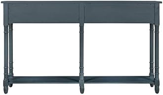 Merax 2 Tier Console Table with 2 Storage Drawers for Living Room, Narrow Entryway Table with Bottom Shelf, Sofa Table with Storage for Living Room, Antique Navy