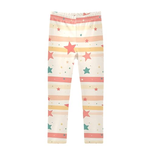 KLL 5 Pointed Stars Red Stripes Toddler Girls Legging Stretch High Waisted Sweatpants Running