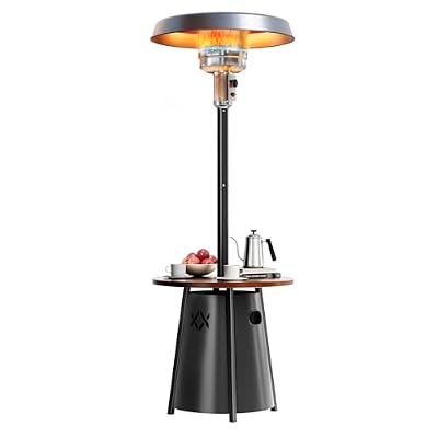 Pamapic 50,000 BTU Outdoor Heaters for Patio with Round Table Design, Premium 304 Stainless Steel Burner, Triple Protection System Propane Patio Heater for Porch Garden, Residential & Commercial Use