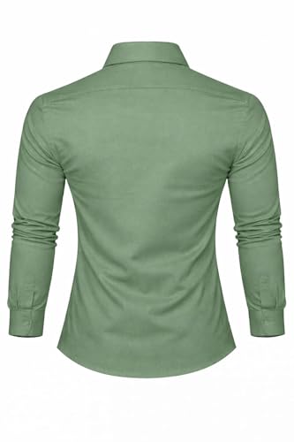 Image of Men's Slim Fit Long Sleeve Button-Down Shirt, Casual Formal Style with Chest Pocket
