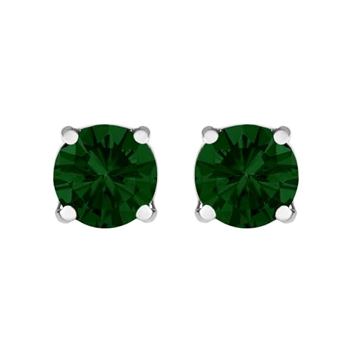14K White Gold 2.0 Cttw Lab Grown Green Diamond Classic Solitaire Stud Earrings