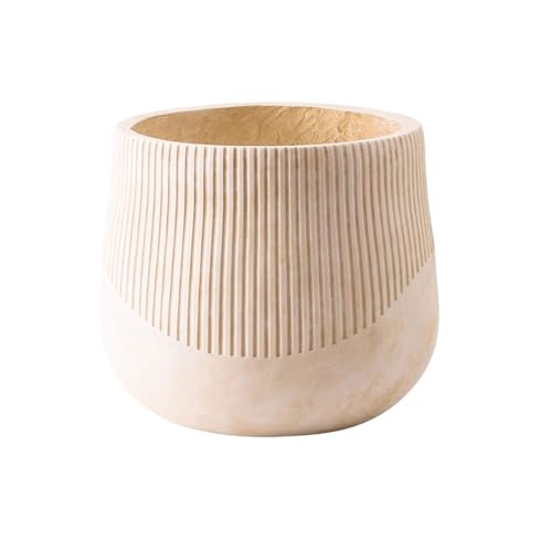 Zhaoj24-05 Macetas de Interior Maceta Redonda Amarilla de Gran Calibre con Rayas, macetero de Arcilla de magnesio for Plantas del hogar, Maceta, contenedor de jardín Maceta