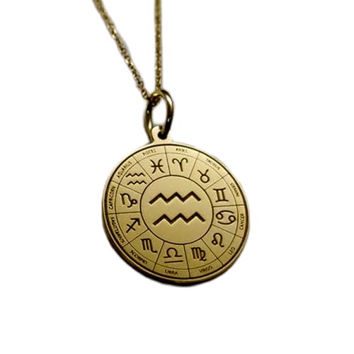 Chaîne Verseau 45 cm argent 925 plaqué or, le pendentif astrologique raffiné de 26 mm