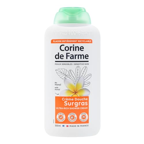 Corine de Farme - Crème Douche Surgras au Monoï - pH Neutre pour la Peau, Origine Naturelle - Contrôle Dermatologique - Fabrication 100% Française - 500ml