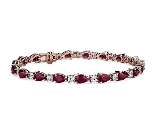 Fancy Bracelet Created Ruby Gemstone 18K Rose Gold Plated Chakra Healing Handmade Anti-allery Fashion Jewelry Sparkling Birthstone Bracelets for Women and Girls Size: 9 RGPB-D5-CRU-9 Cover