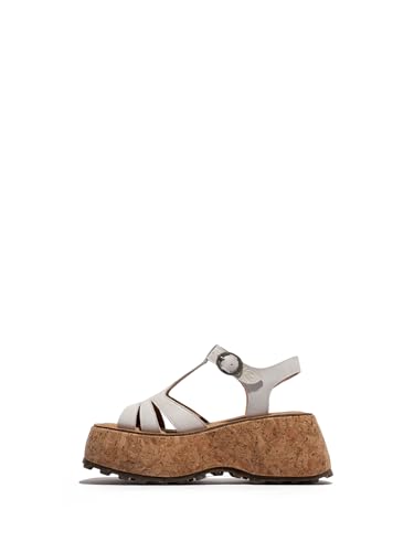 Sandales Fly London Coil275fly en cuir noir et bride cheville