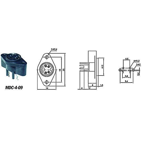 Connectors 10pcs-100pcs DIN Terminal Connector S Terminal 4 Holes with Ear MDC-4-09 Lead DIN Terminal Socket - (Cable Length: 100pcs a Pack)